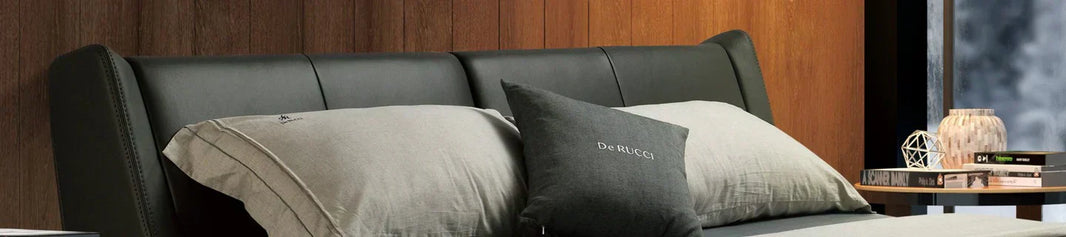 Luxurious De RUCCI Bed with Pillows and Headboard