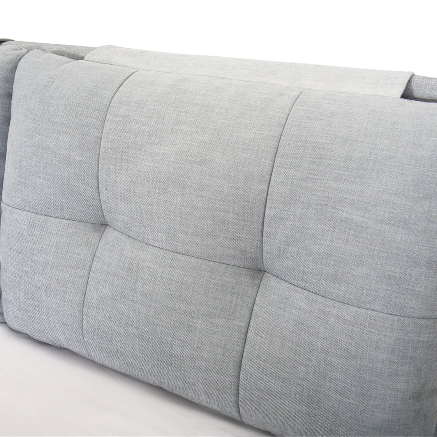 Green color matcha bed frame headboard with double-sided cushion, removable, and washable cover for easy cleaning from DeRUCCI.