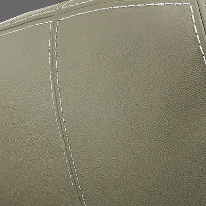 Beige leather bed frame close-up with detailed white stitching, highlighting high-quality craftsmanship and elegant design, from DeRUCCI's Bed Frame BZZ4-024 collection.
