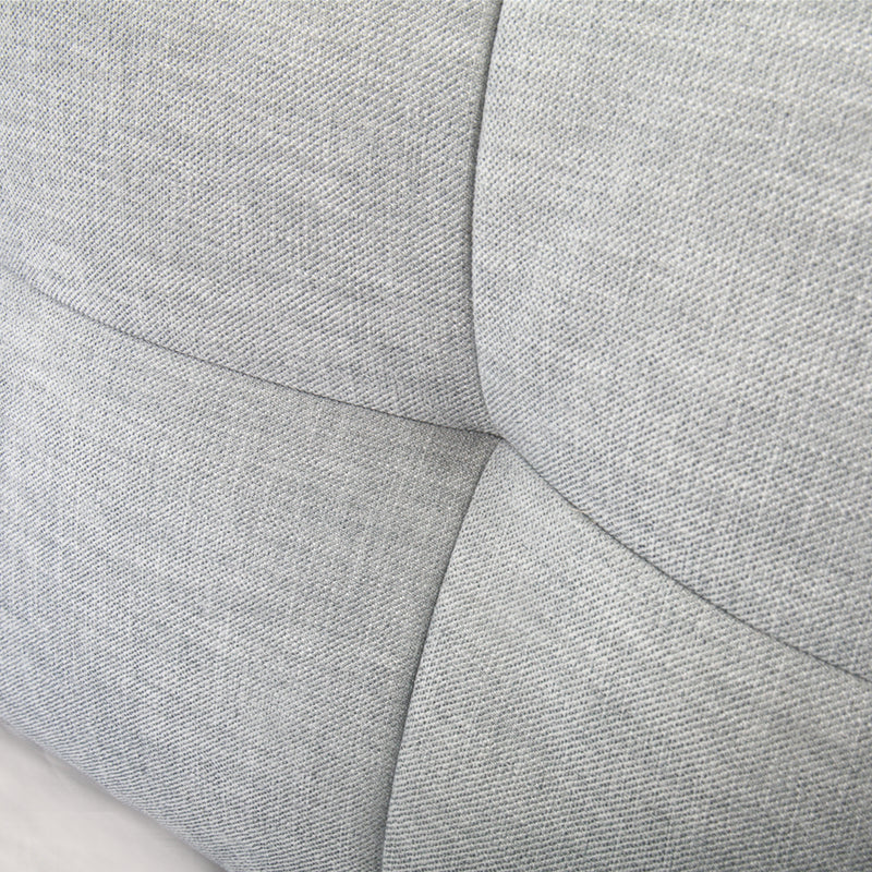 Close-up of grey upholstered cushion on DeRUCCI bed frame BZZ4-285, illustrating detailed texture and quality craftsmanship.