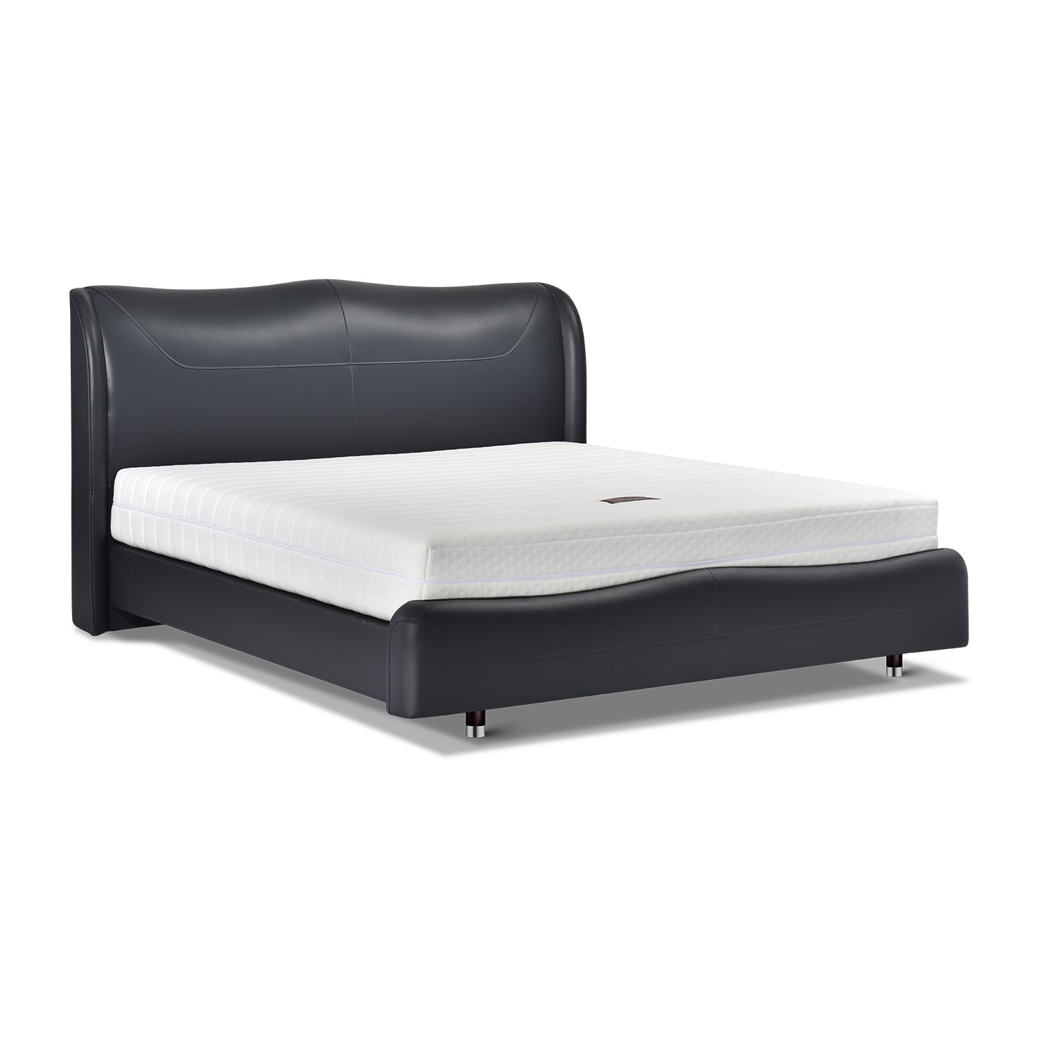 DeRUCCI Bed Frame BZZ4 - 201 in deep sea blue, modern and sleek design with high elastic sponge protection at the end.