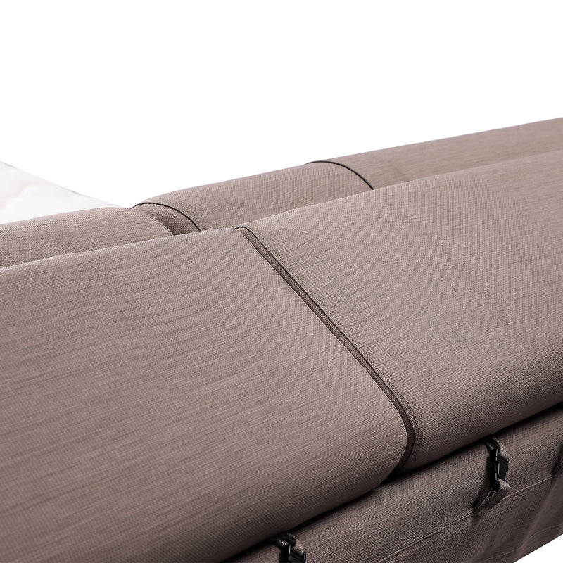 Close-up of Bed Frame BZZ4 - 093C with soft fabric upholstery and detailed stitching, showcasing the quality and craftsmanship of DeRUCCI furniture.